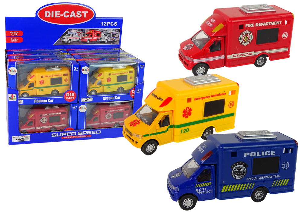 Veículos resgate polícia bombeiros fricção (1 unidade, sortido)
