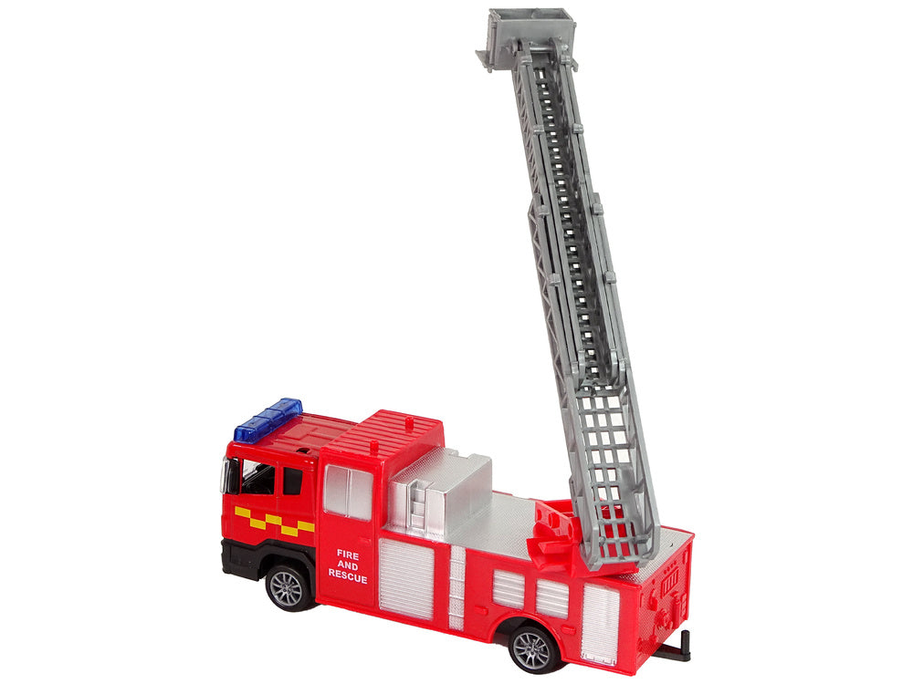 Veículo de bombeiros com barco e jipe de fricção vermelho