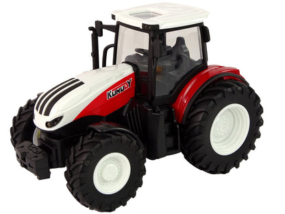 Trator agrícola telecomandado 1:24 branco e vermelho