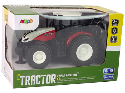 Trator agrícola telecomandado 1:24 branco e vermelho