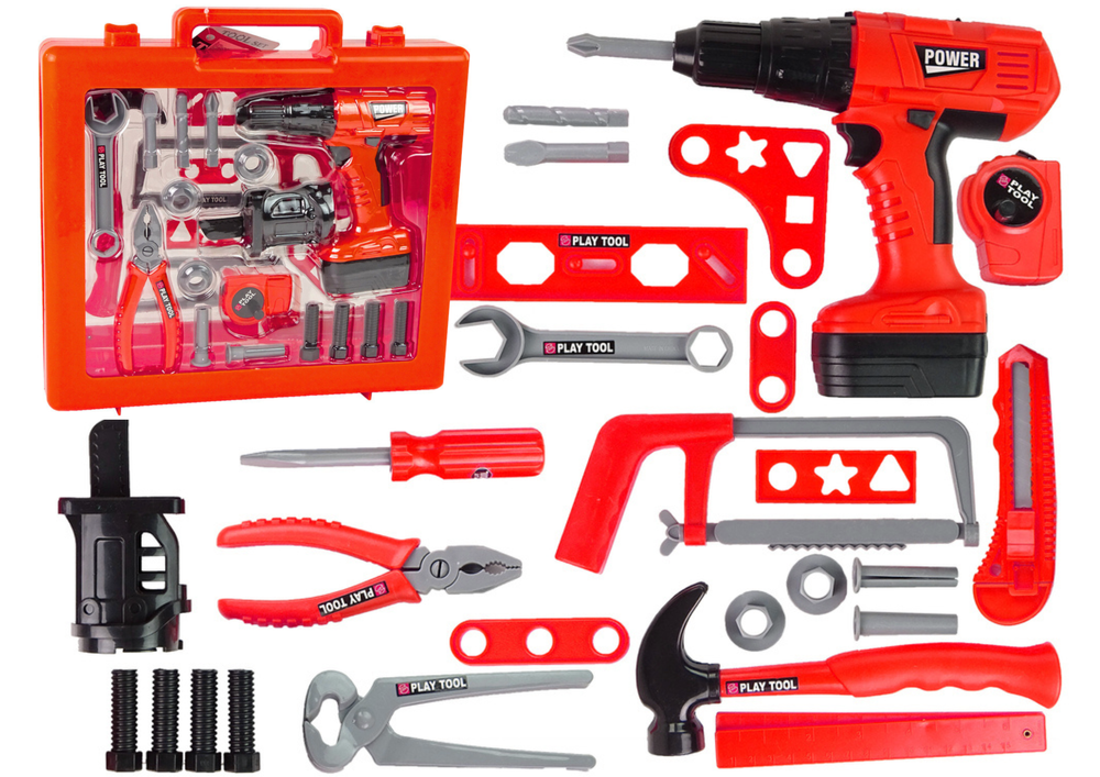 Kit ferramentas com chave de fendas, martelo e serra