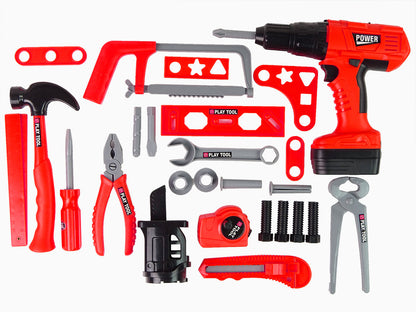 Kit ferramentas com chave de fendas, martelo e serra