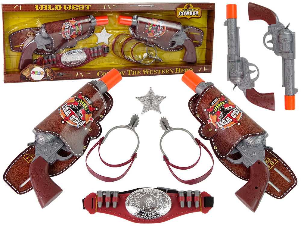 Kit cowboy para dois com revólveres e esporas