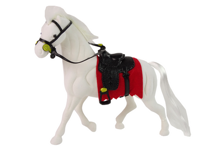 Cavalo Branco com Sela de Equitação