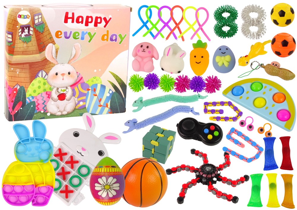 Kit anti-stress Pop It e Squishy de Páscoa 41 peças