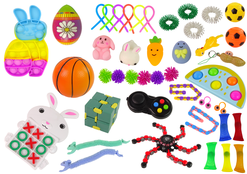 Kit anti-stress Pop It e Squishy de Páscoa 41 peças