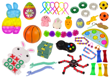 Kit anti-stress Pop It e Squishy de Páscoa 41 peças