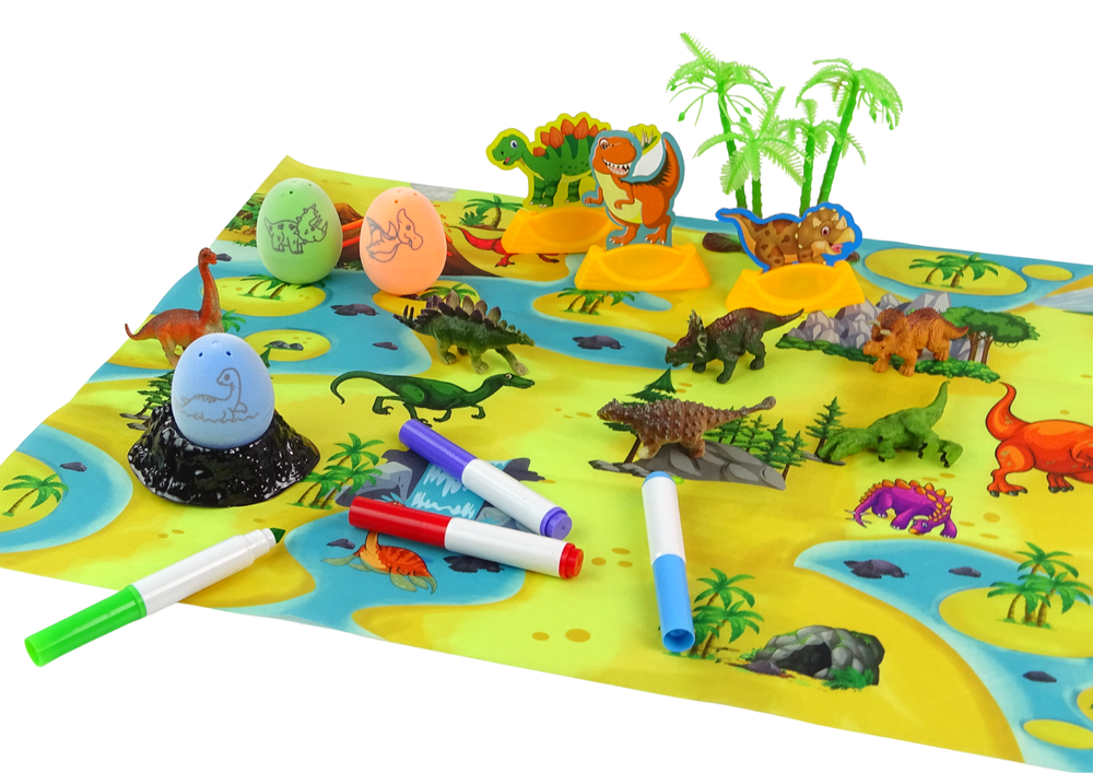 Kit criativo DIY ovos de dinossauro para pintar com transportador
