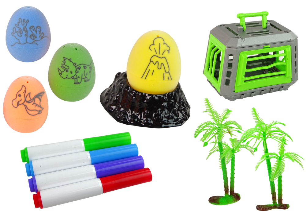 Kit criativo DIY ovos de dinossauro para pintar com transportador