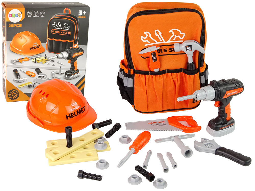 Kit ferramentas em mochila com capacete, laranja