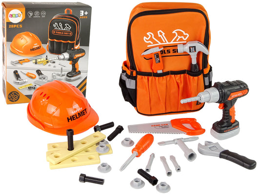 Kit ferramentas em mochila com capacete, laranja