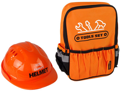 Kit ferramentas em mochila com capacete, laranja