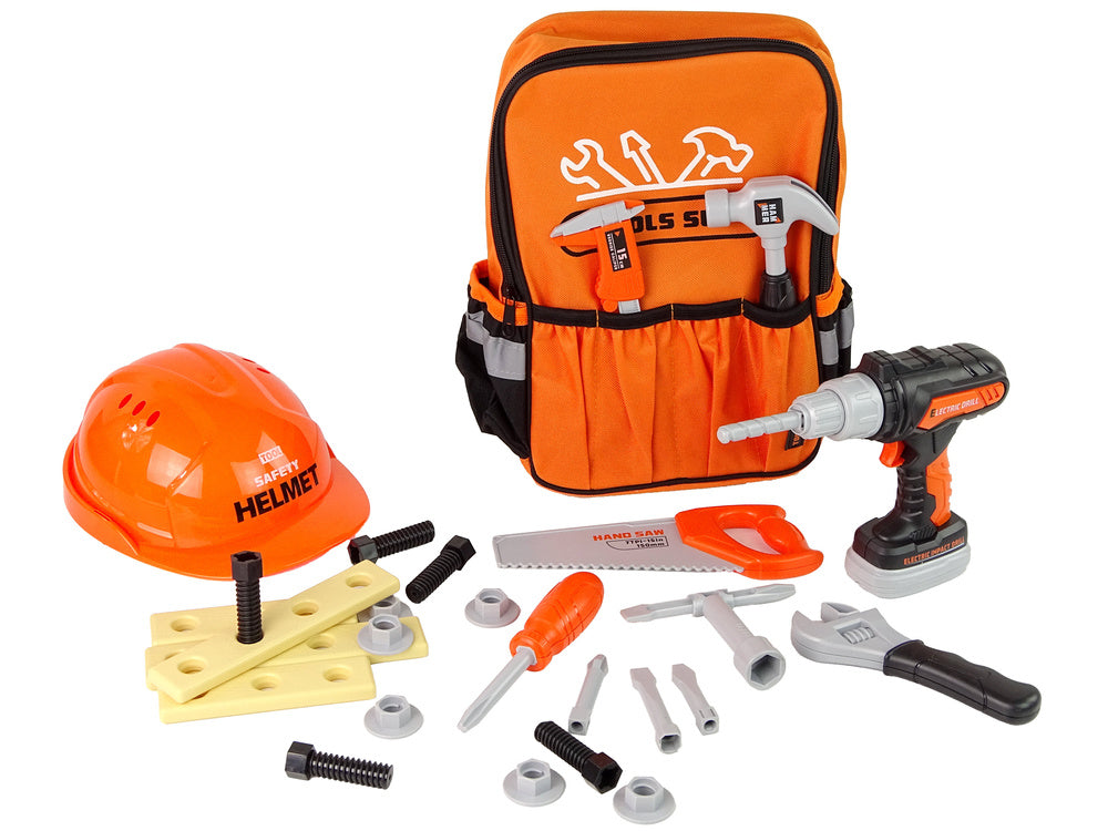 Kit ferramentas em mochila com capacete, laranja