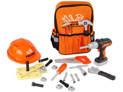Kit ferramentas em mochila com capacete, laranja