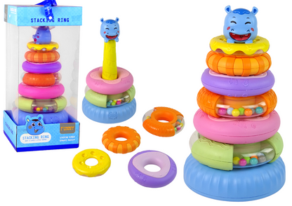 Pirâmide educativa com argolas coloridas