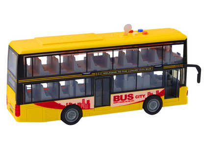 Autocarro de dois andares amarelo 1:16 com luz, som e fricção