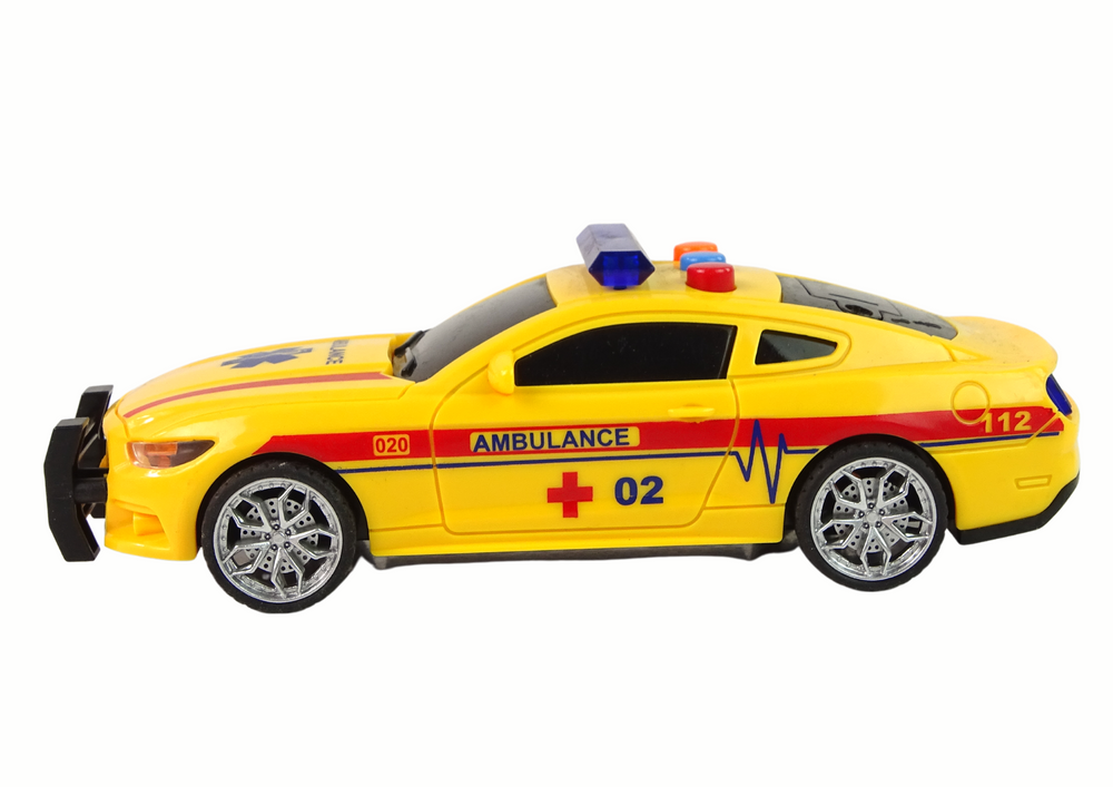 Carro desportivo ambulância amarelo com luz e som