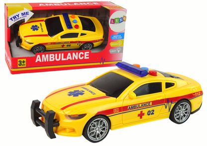 Carro desportivo ambulância amarelo com luz e som