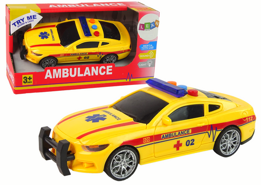 Carro desportivo ambulância amarelo com luz e som