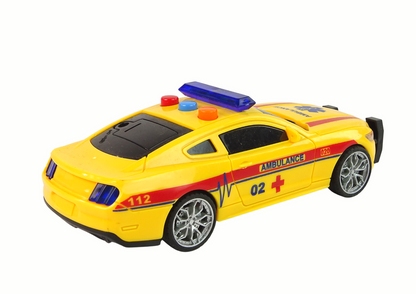 Carro desportivo ambulância amarelo com luz e som