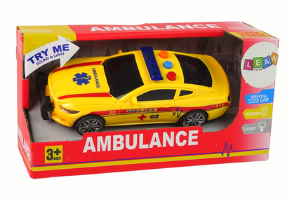Carro desportivo ambulância amarelo com luz e som