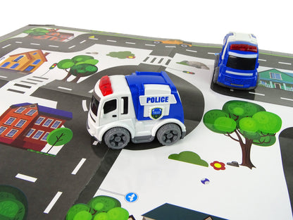 Conjunto de carros com semáforos e sinais de trânsito