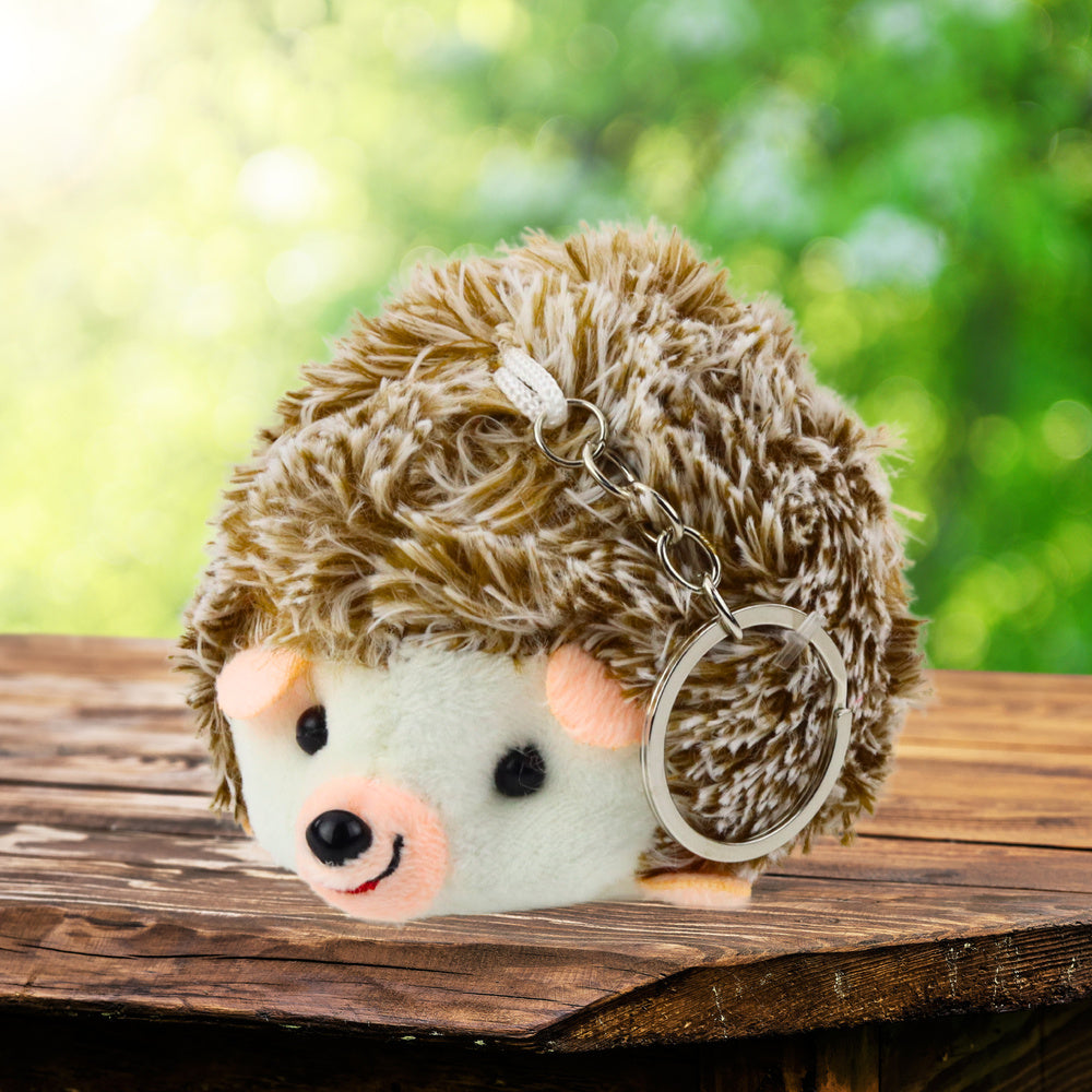 Porta-chaves peluche ouriço castanho 9 cm
