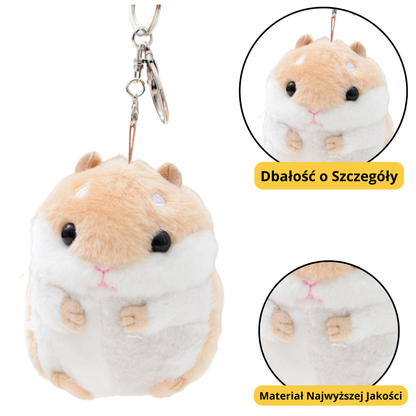 Porta-chaves peluche hamster bege 10 cm