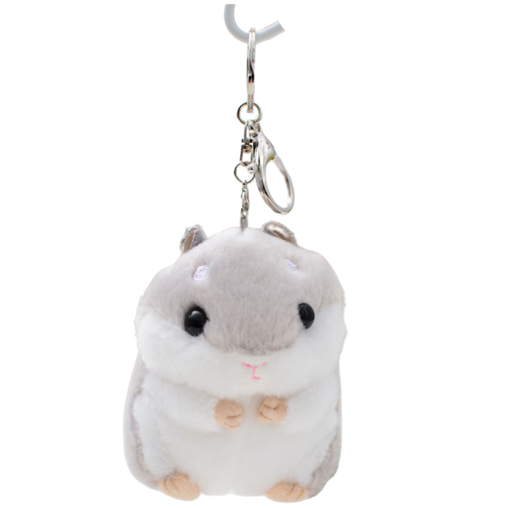 Porta-chaves peluche hamster cinzento 10 cm