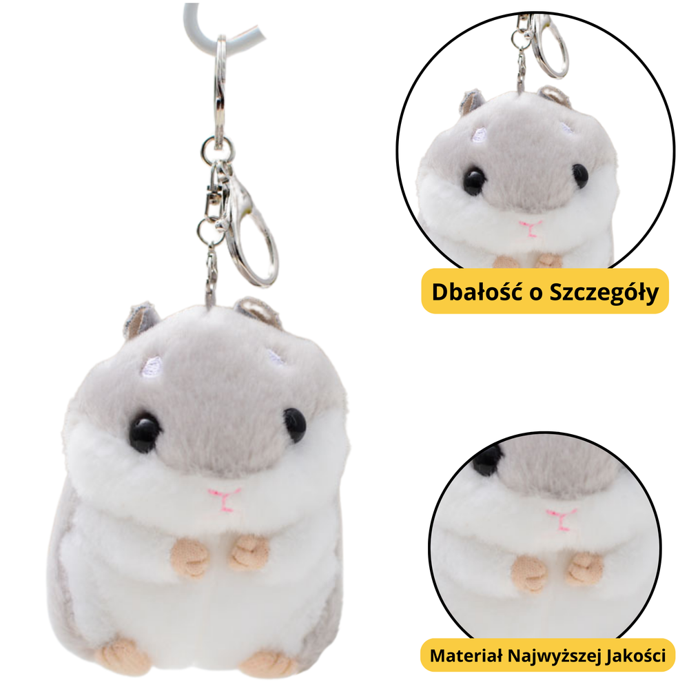 Porta-chaves peluche hamster cinzento 10 cm