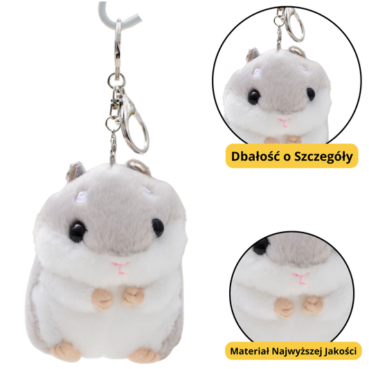 Porta-chaves peluche hamster cinzento 10 cm