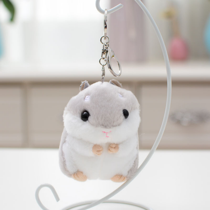 Porta-chaves peluche hamster cinzento 10 cm