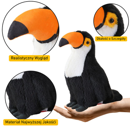 Peluche tucano preto e branco 30 cm