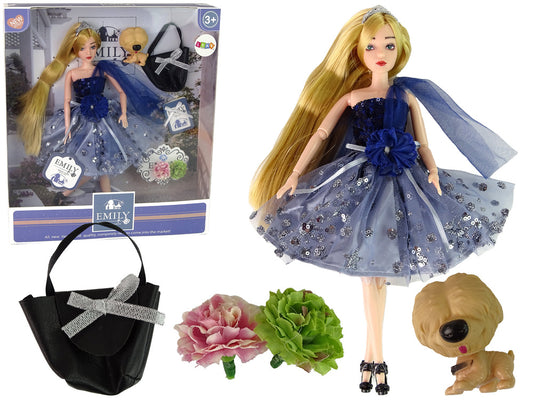 Boneca Emily com bolsa cão e flores