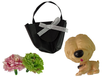 Boneca Emily com bolsa cão e flores