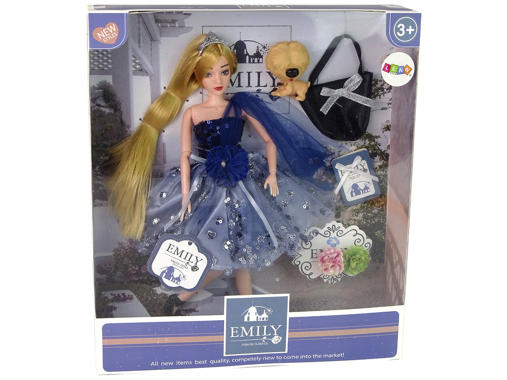 Boneca Emily com bolsa cão e flores