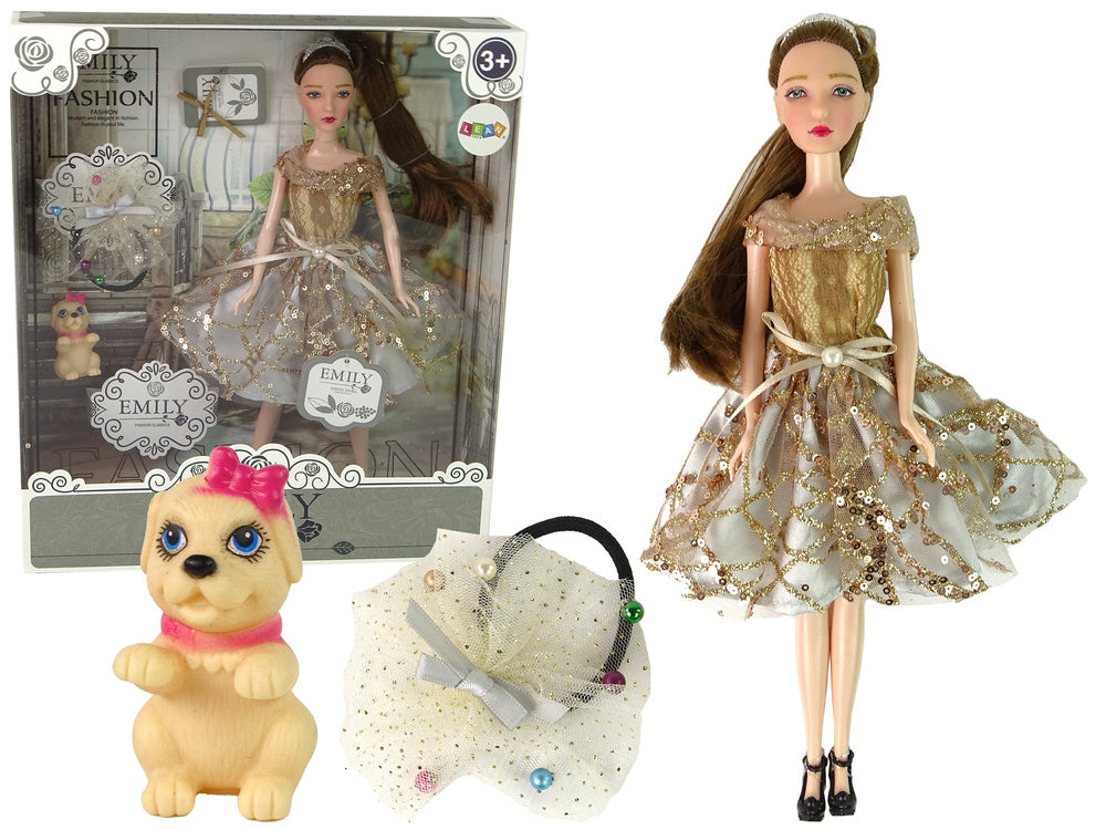 Boneca Emily com cão e cabelo comprido