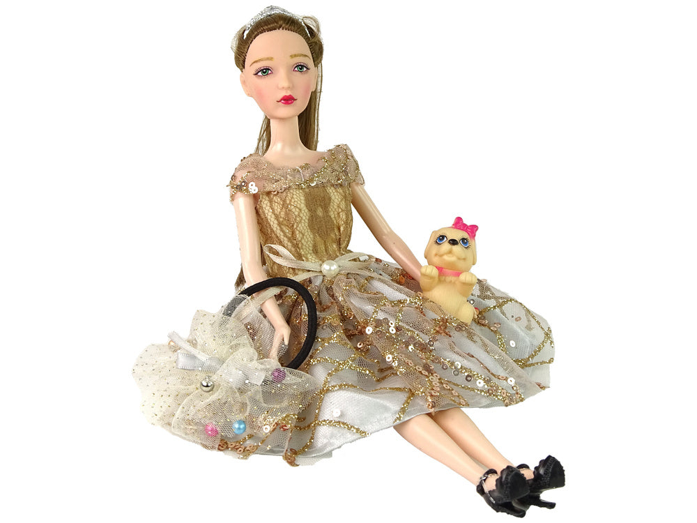 Boneca Emily com cão e cabelo comprido