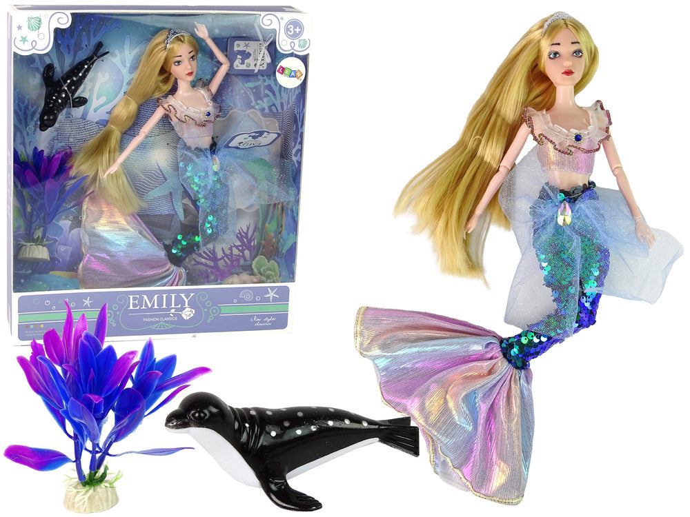 Boneca sereia Emily verde com acessórios