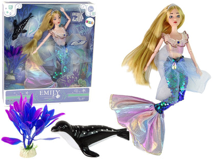 Boneca sereia Emily verde com acessórios