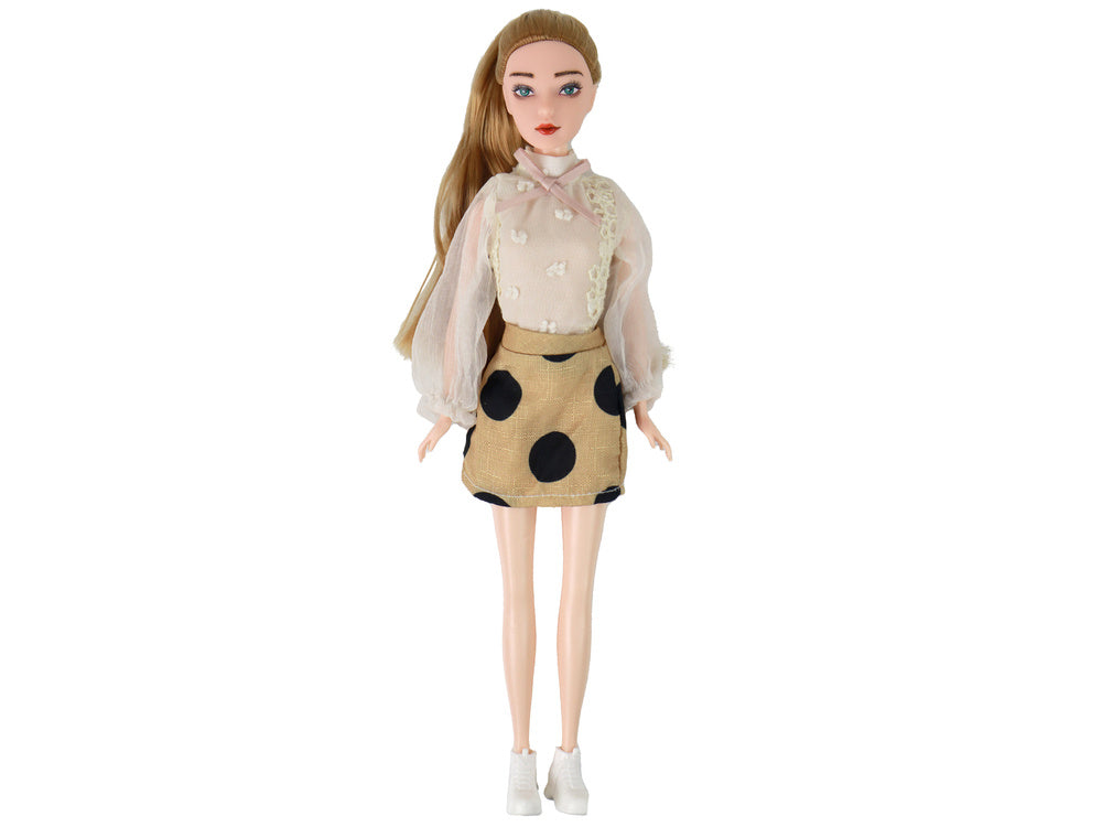 Boneca Emily com guitarra, óculos, cabelo loiro comprido e gato