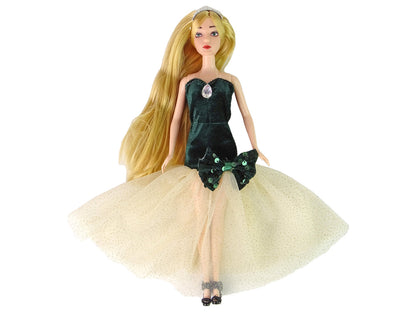 Boneca Emily com cabelo comprido, gatinho e flor