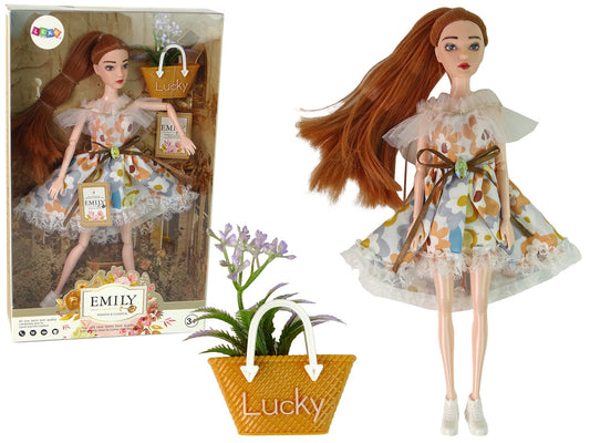 Boneca Emily outono cabelo vermelho flores