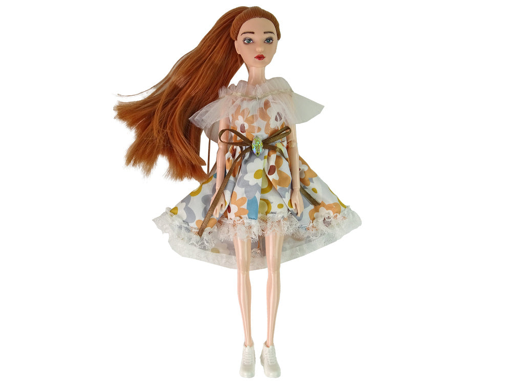 Boneca Emily outono cabelo vermelho flores