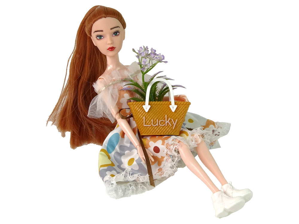 Boneca Emily outono cabelo vermelho flores