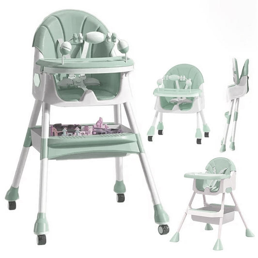 Cadeira evolutiva infantil dobrável com conjunto brincar verde
