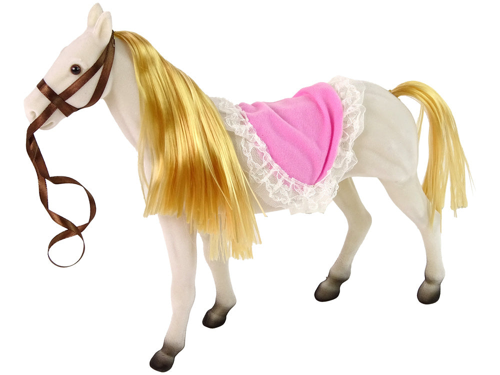 Boneca princesa com pónei branco e acessórios