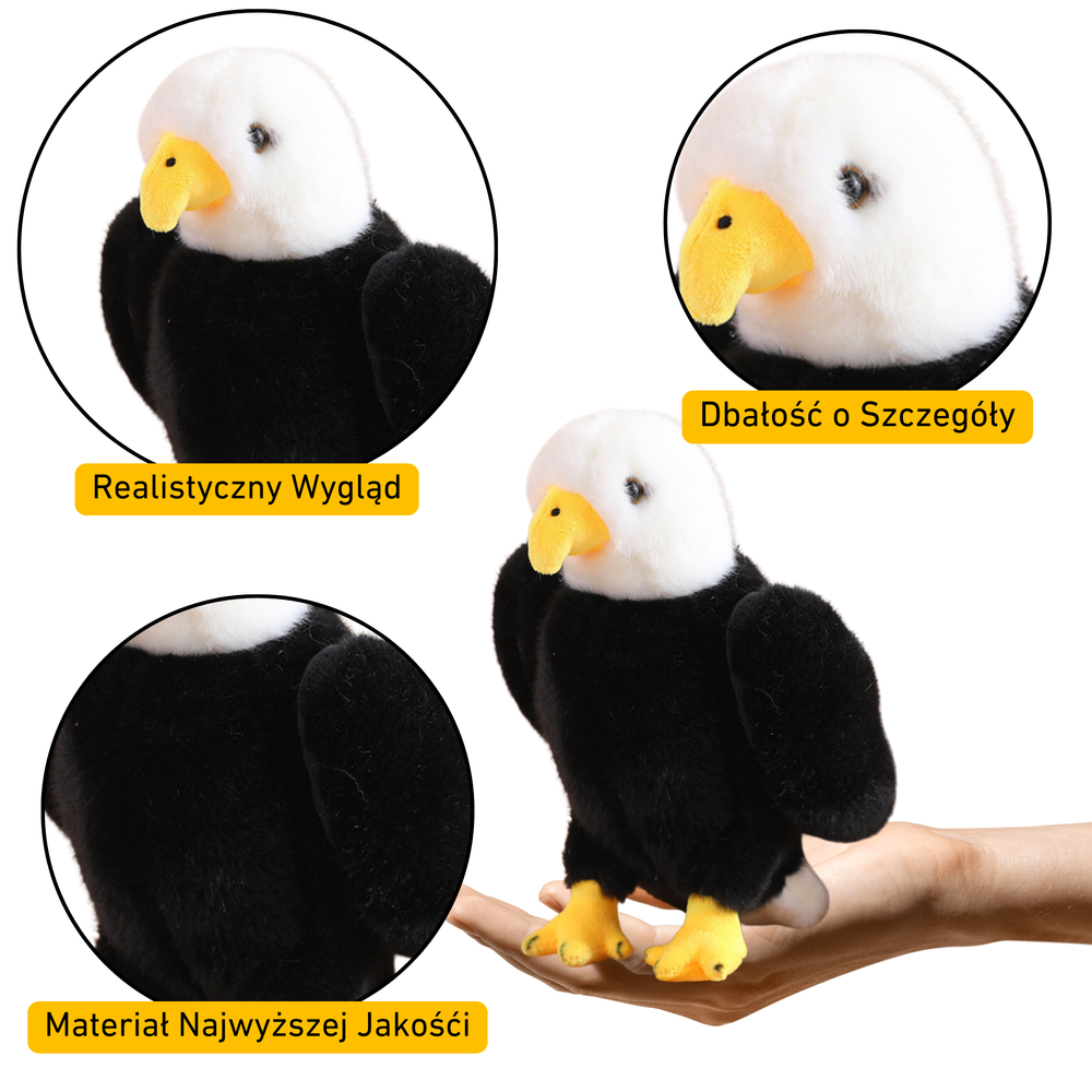Peluche águia preto e branco 25 cm