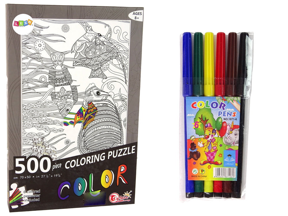 Puzzle para colorir oceano peixes 500 peças