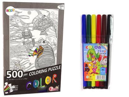 Puzzle para colorir oceano peixes 500 peças